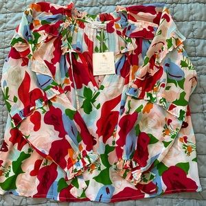 NWT Olivia James ruffled floral blouse